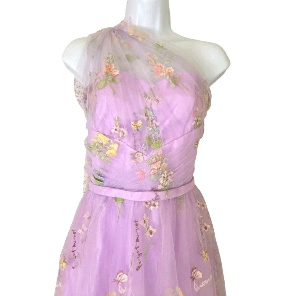Girls Purple Fairy Dress 14 Maxi Floral Corset One Shoulder Special Event NWT